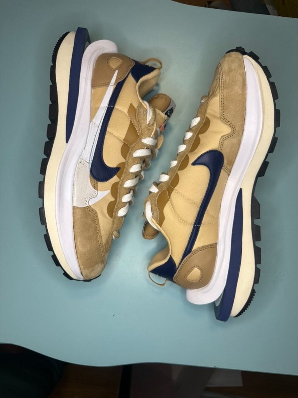 NIKE Sacai x VaporWaffle Sesame Blue Void Tan 9.5